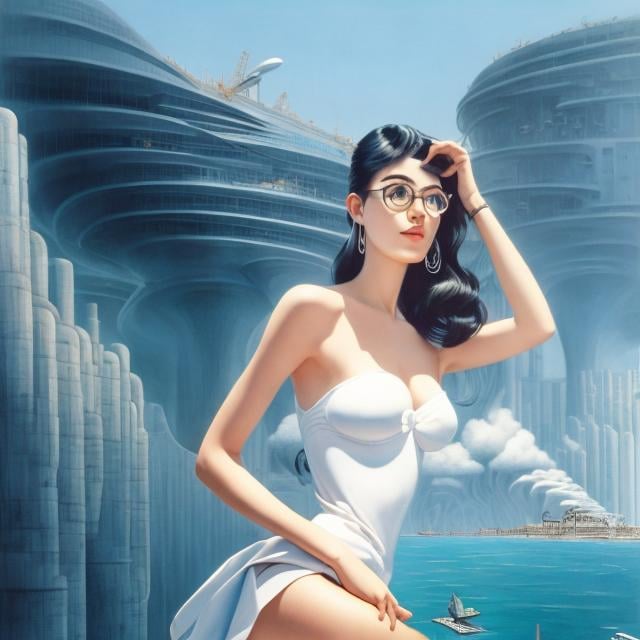 Prompt: Le Corbusier, Norman Foster, James Jean, Surreal, mysterious, strange, fantastic, fantasy, Sci-fi, Japanese anime, construction of an artificial cave, architectural drawing, blueprint, cross section, perspective, perspective, futurism, miniskirt beautiful girl, perfect voluminous body, detailed masterpiece colour hand drawings