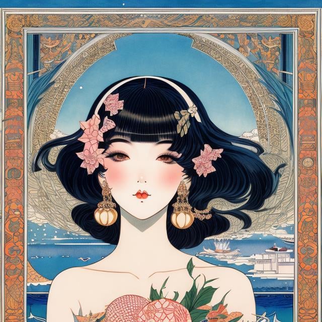 Prompt: George Barbier, Charles Doyle, John Jude Palencar, Walter Crane, Japanese anime, manga lines, observatory, astronomical girl with perfect body, specimen box, high tide, cafeteria, hyperdetailed high resolution high quality high definition masterpiece