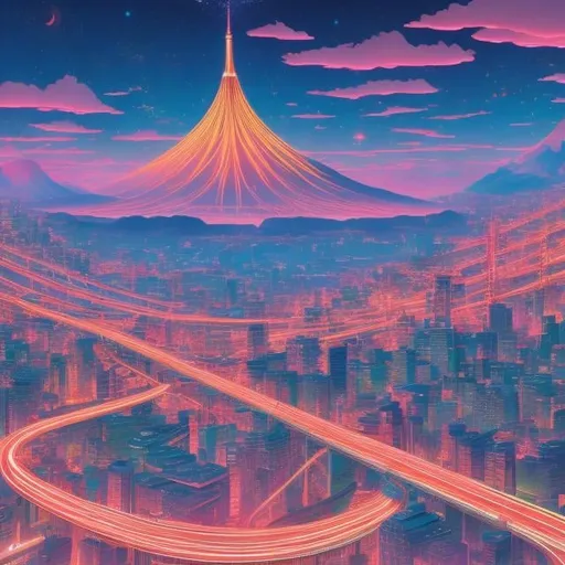 Prompt: Daisukerichard, Jean Giraud, Surreal, mysterious, bizarre, fantastic, fantasy, sci-fi, Japanese anime, Tokyo cruise, dreams are floating, under the expressionless sky, getting lost and being swallowed up, Tokyo cruise, dreams are melting, in the colored neon city, we stare at each other and comfort each other, summer The night breeze permeates my bod, The dreams of that day are far away in back of my mind, like a fossil, beautiful high school girl in a miniskirt, perfect bidy, detailed masterpiece 