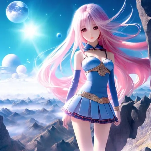 Prompt: Xul Solar, Fujihiko Hosono, Surreal, mysterious, strange, fantastical, fantasy, Sci-fi, Japanese anime, beautiful blonde miniskirt girl Alice who passes the final judgment, perfect voluminous body, dystopia, mythical legend, detailed masterpiece 