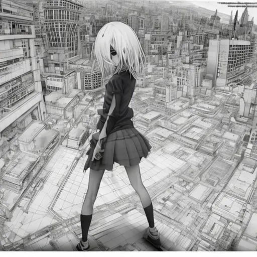 Prompt: Yoshisuke Kurosaki, Diego Velázquez, Surreal, mysterious, bizarre, fantastical, fantasy, Sci-fi, Japanese anime, beautiful blonde miniskirt girl Alice, perfect body, design drawing, cross section, blueprint, perspective drawing, perspective, aerial perspective, color perspective, vanishing perspective, curved perspective, vertical perspective , superimposed perspective, oblique projection, one point perspective, two point perspective, three point perspective, zero point perspective, bird's eye view, wide angle, detailed masterpiece 