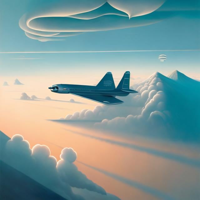 Prompt: Emiliano Ponzi, Rafał Olbiński, Mysterious Surreal Fantastic Fantasy Sci-fi, Japanese Anime, A human-powered airplane on paper that flies over the Chomolangma, A sea of ​​clouds, A beautiful girl, detailed masterpiece 