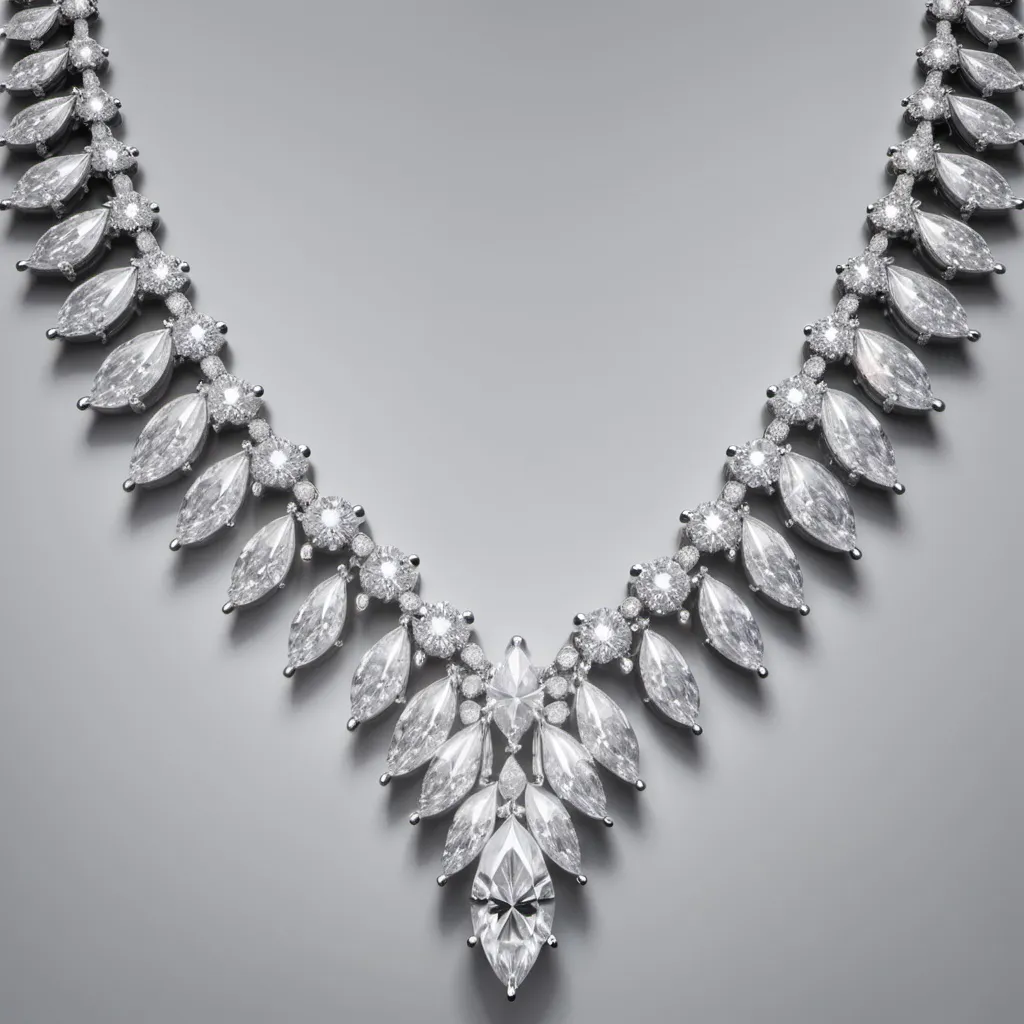 Prompt: Necklace designs with marquis, round and pear shape diamonds
