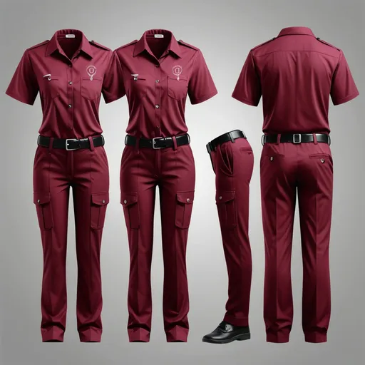 Prompt: design a criminology uniform color maroon