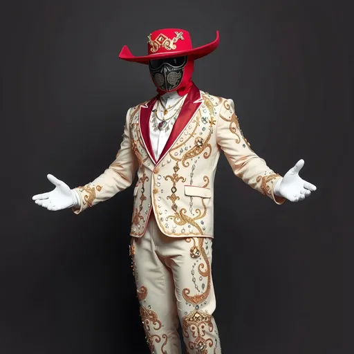 Prompt: full body luchador dressed suit covered with sparkly jewels in Midjourney style