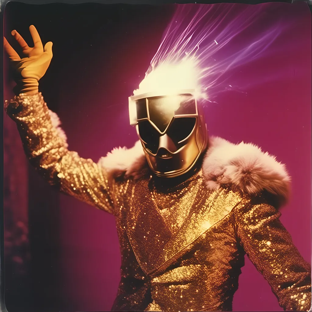 Prompt: <mymodel>  photo , film , flash .
night shot, flash luchador fighter dressed in  merlot and gold and white sparkly fur  jacket and mask and bodysuit spitting fire , faded photo, light leak, film burn, flash ,fish eye lens, wide lens, 8m"m lens, lens flare, polaroid, high contrast, low angle