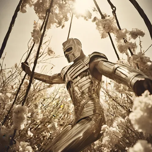 Prompt: <mymodel> <mymodel> luchador fighter dressed like Elvis in sparkly bronze and white  mask and bodysuit swinging from the on a huge swing in a fields of dead flowers
retrofuturism, faded photo, light leak, film burn, flash ,fish eye lens, wide lens, 8m"m lens, lens flare, polaroid, high contrast, low angle