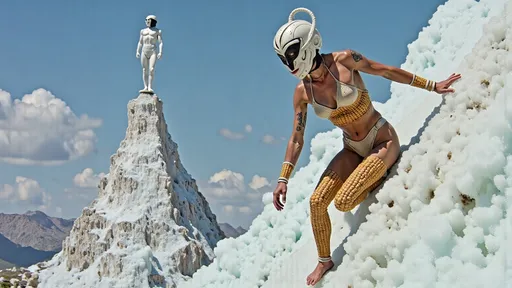 Prompt: masked  luchador wrestler in bodysuit made of corn  ice climbing a mountain.
retrofuturism style 