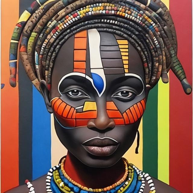 Prompt: Helena Frenkiel masterpieces, Ndebele renditions super realism