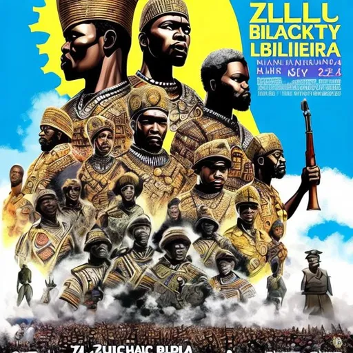 Prompt: International black history month 2024 Iconic poster, Zulu renditions, super realism