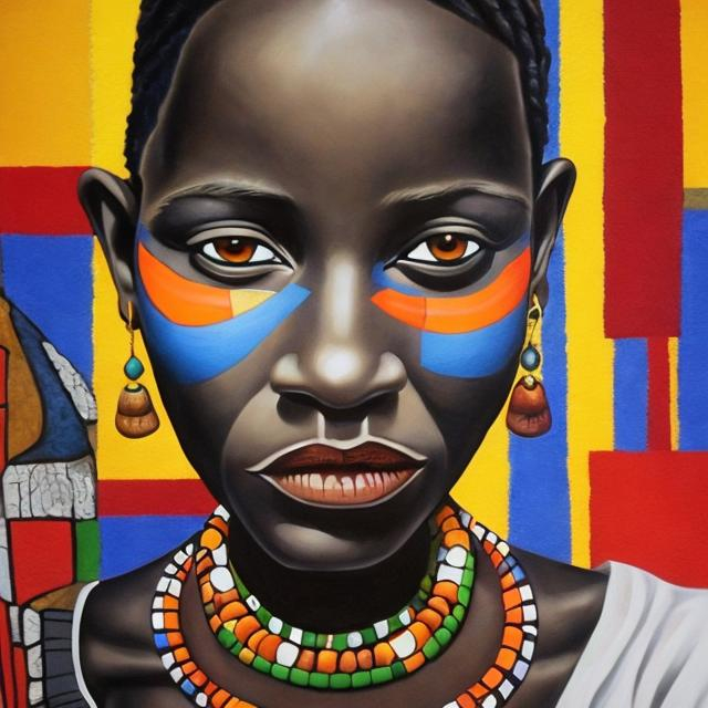 Prompt: Helena Frenkiel masterpieces, Ndebele renditions super realism