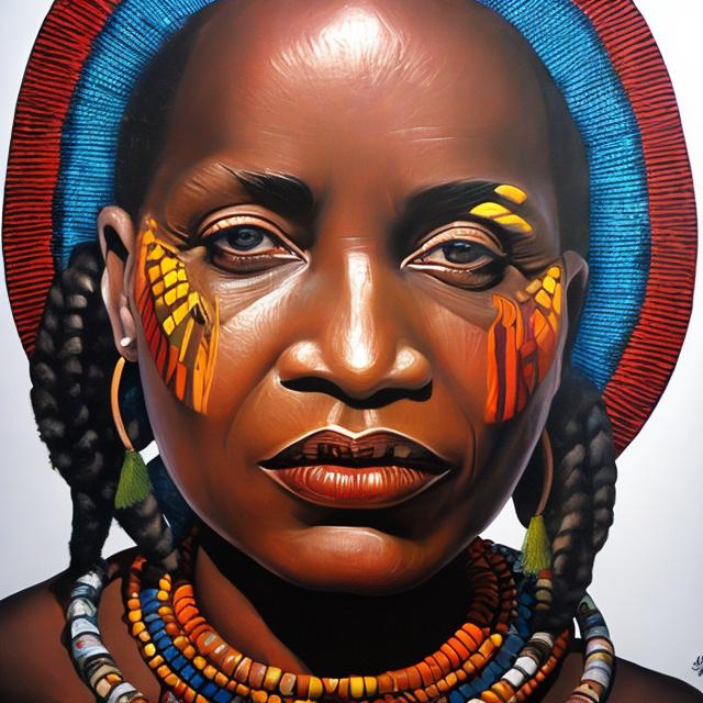 Prompt: Helena Frenkiel masterpieces, Ndebele renditions super realism