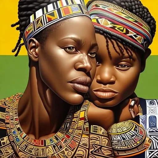 Prompt: Patrick Hughes masterpieces,Ndebele renditions super realism