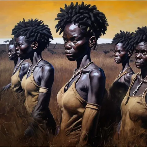 Prompt: Helena Frenkiel masterpieces, Zulu renditions super realism