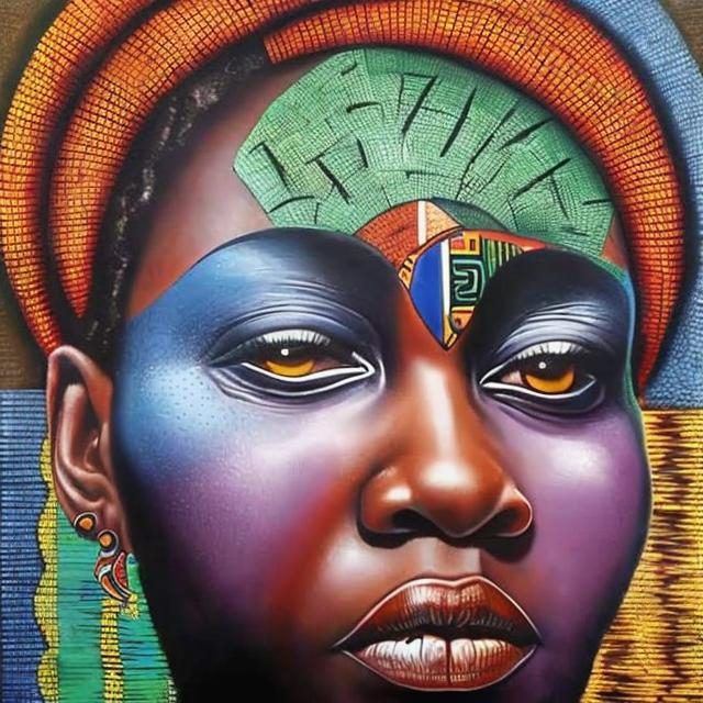 Prompt: Helena Frenkiel masterpieces, Ndebele renditions super realism