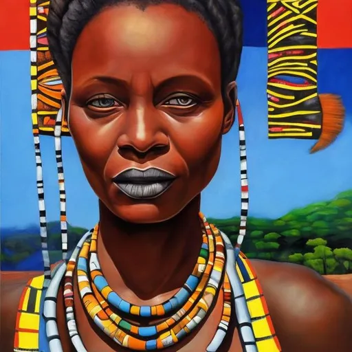 Prompt: Helena Frenkiel masterpieces, Ndebele renditions super realism