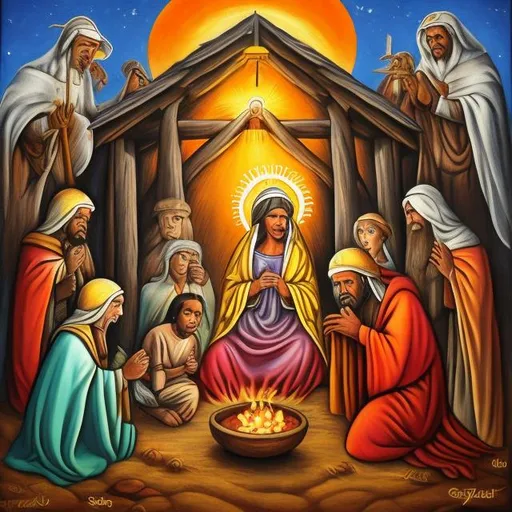 Prompt: Nativity masterpieces, Australian Aboriginal renditions super realism