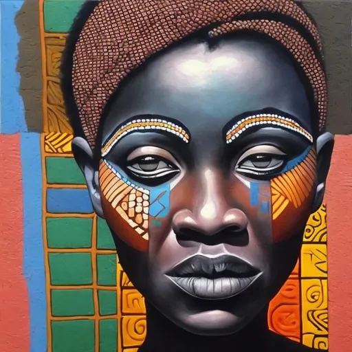 Prompt: Helena Frenkiel masterpieces, Ndebele renditions super realism