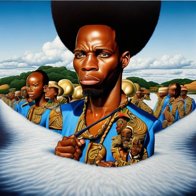 Prompt: Patrick Hughes masterpieces, Zulu renditions super realism