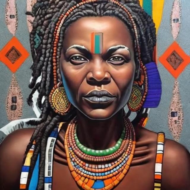 Prompt: Helena Frenkiel masterpieces, Ndebele renditions super realism