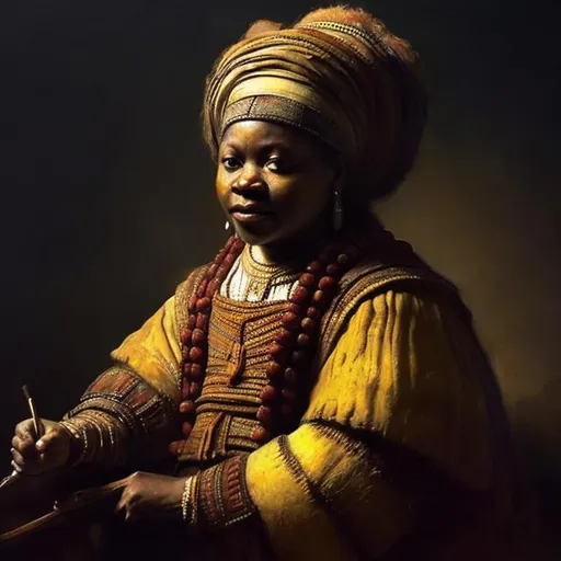 Prompt: Rembrandt 
 masterpieces, Igbo renditions, super realism