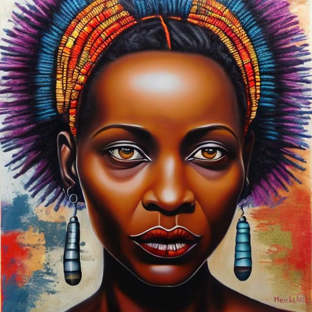 Prompt: Helena Frenkiel masterpieces, Ndebele renditions super realism