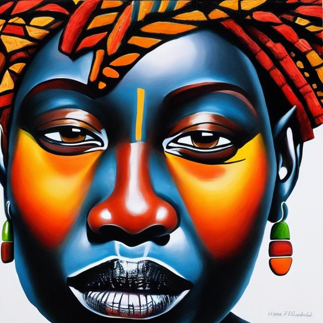 Prompt: Helena Frenkiel masterpieces, Ndebele renditions super realism