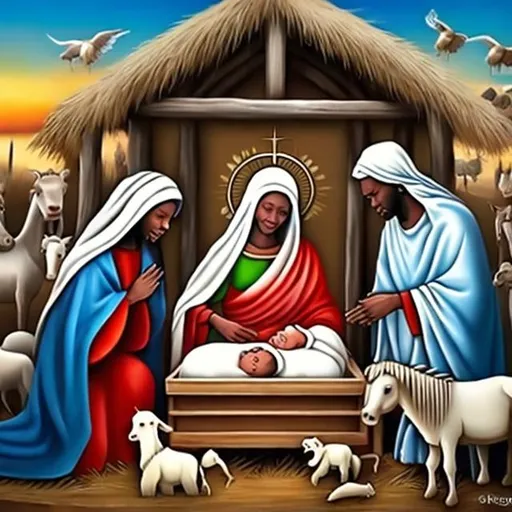 Prompt: Nativity masterpieces, Zulu renditions super realism