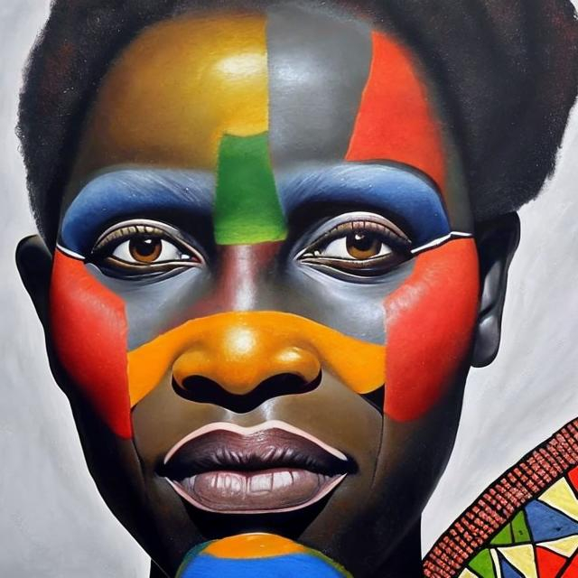 Prompt: Helena Frenkiel masterpieces, Ndebele renditions super realism