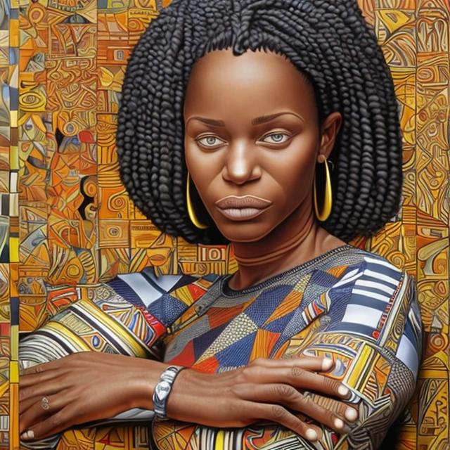 Prompt: Patrick Hughes masterpieces,Ndebele renditions super realism