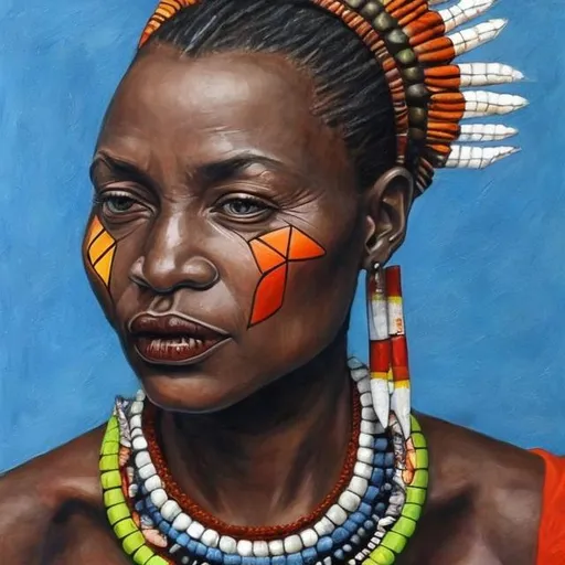 Prompt: Helena Frenkiel masterpieces, Ndebele renditions super realism