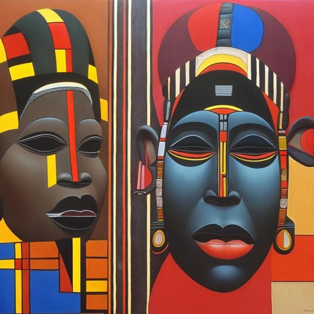 Prompt: Geddes masterpieces, Ndebele renditions super realism