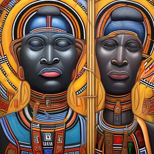 Prompt: Saint Sabastian Succor masterpieces, Ndebele renditions super realism