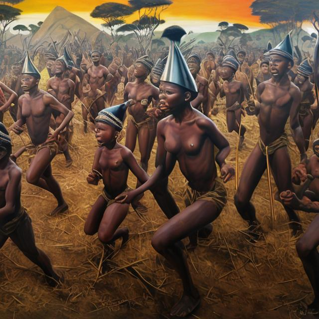 Prompt: Post modernism masterpieces, Zulu renditions super realism