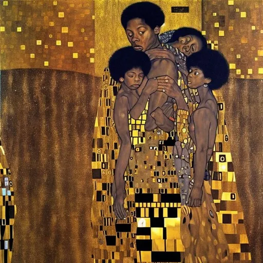 Prompt: Gustav Klimt, Death and Life Zulu rendition super realism