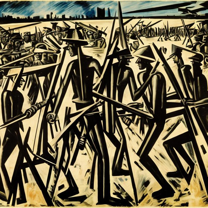 Prompt: Max Beckmann, night Zulu rendition super realism