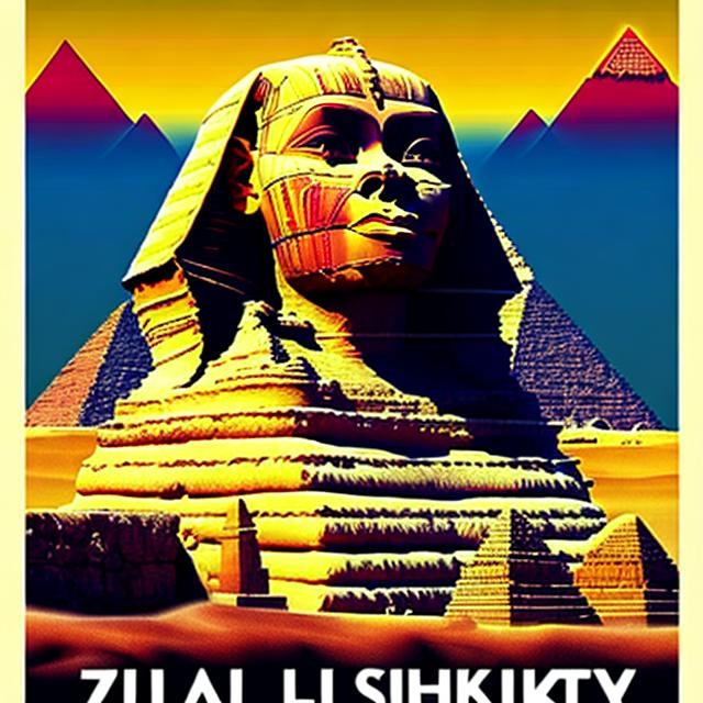 Prompt: International black history month 2024 Iconic posters with the sphinx and pyramids, Zulu renditions, super realism masterpieces