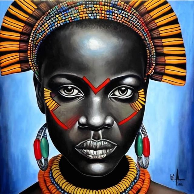 Prompt: Helena Frenkiel masterpieces, Ndebele renditions super realism