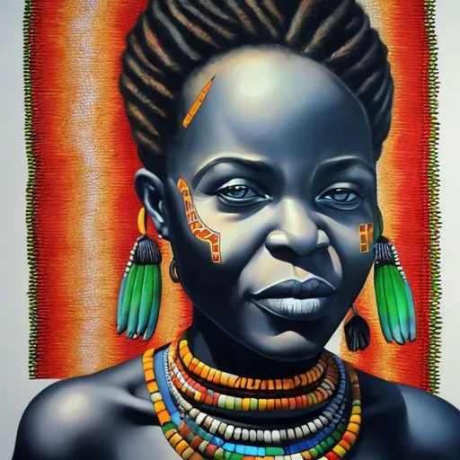 Prompt: Helena Frenkiel masterpieces, Ndebele renditions super realism