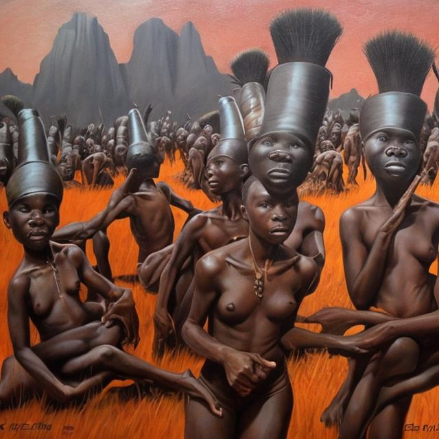 Prompt: Post modernism masterpieces, Zulu renditions super realism