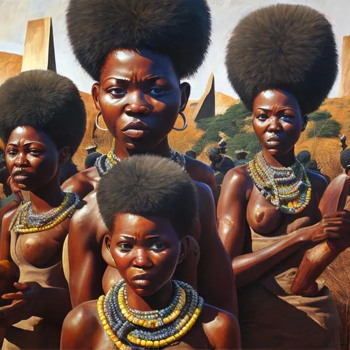 Prompt: Post modernism masterpieces, Zulu renditions super realism