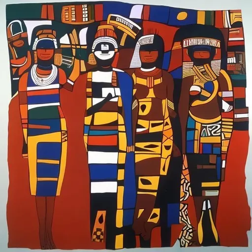 Prompt: Post modernism masterpieces, Ndebele rendition  super realism