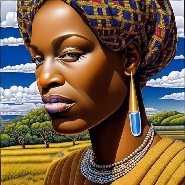 Prompt: Patrick Hughes masterpieces,Ndebele renditions super realism