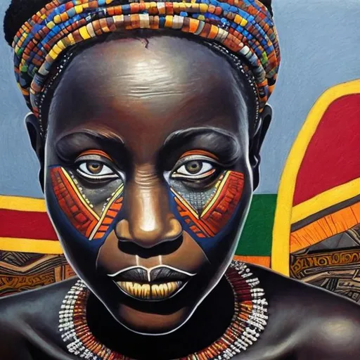 Prompt: Helena Frenkiel masterpieces, Ndebele renditions super realism