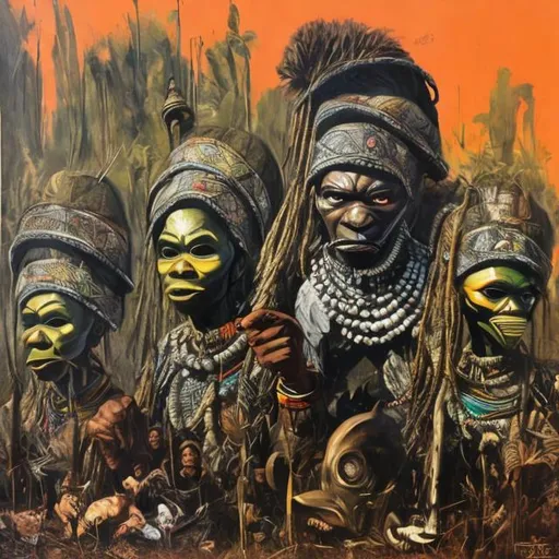 Prompt: Anti establishment art masterpieces, Zulu renditions super realism