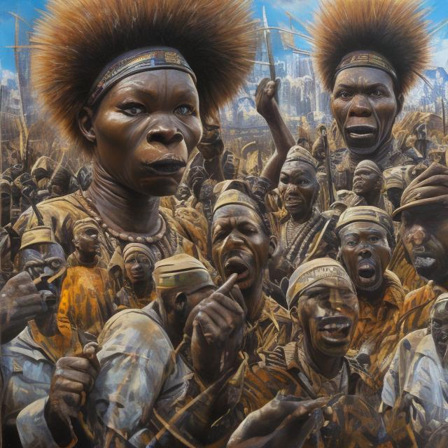 Prompt: Post modernism masterpieces, Zulu renditions super realism