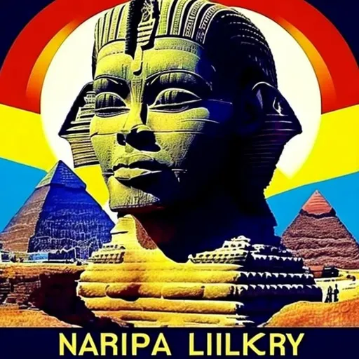 Prompt: International black history month 2024 Iconic posters with the sphinx and pyramids,Ndebele renditions, super realism masterpieces