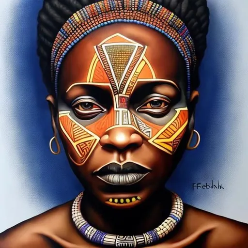 Prompt: Helena Frenkiel masterpieces, Ndebele renditions super realism