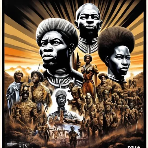 Prompt: International black history month 2024 Iconic poster, Zulu renditions, super realism masterpieces