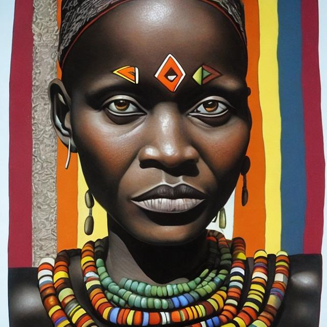 Prompt: Helena Frenkiel masterpieces, Ndebele renditions super realism